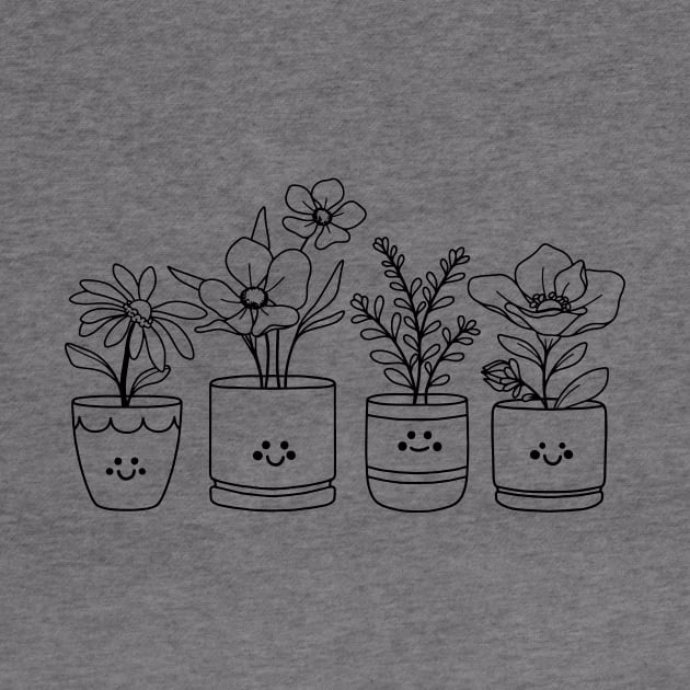 Flower Pot Friends in Black by The Rosy Redhead